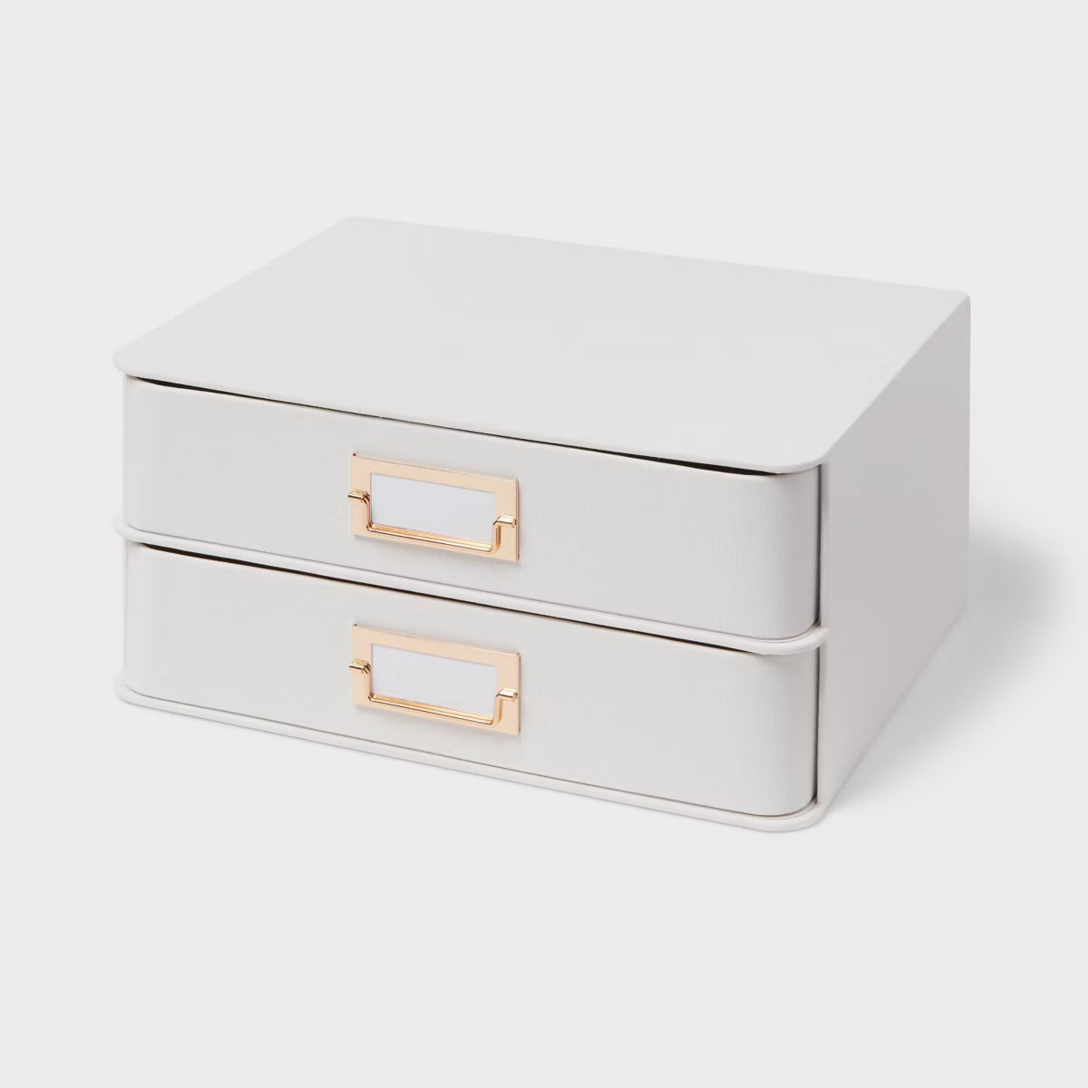 2 Drawer Decorative Fabric Box Ivory - Brightroom™: Rectangle, Off-White, Paper & Polyester, Sp... | Target