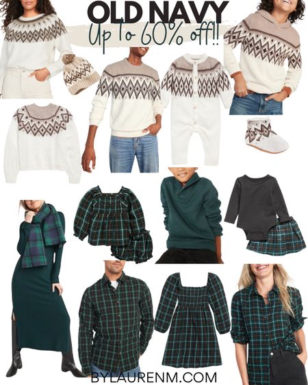 Old Navy family matching options up to 60% off! Fair isle sweaters. Black watch plaid. Holiday outfit ideas for the family. 

#LTKCyberweek #LTKfamily #LTKsalealert