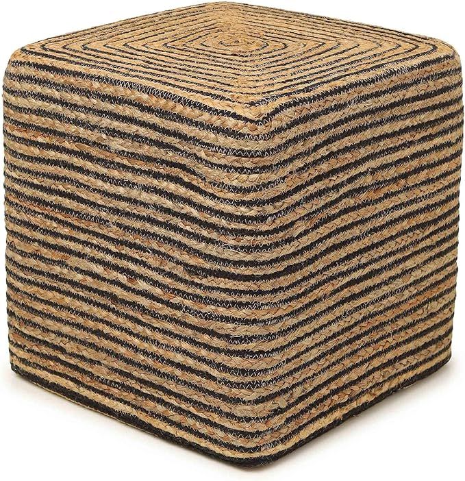 REDEARTH Cube Pouf Foot Stool Ottoman -Jute Braided Pouffe Poof Accent Chair Footrest for The Liv... | Amazon (US)