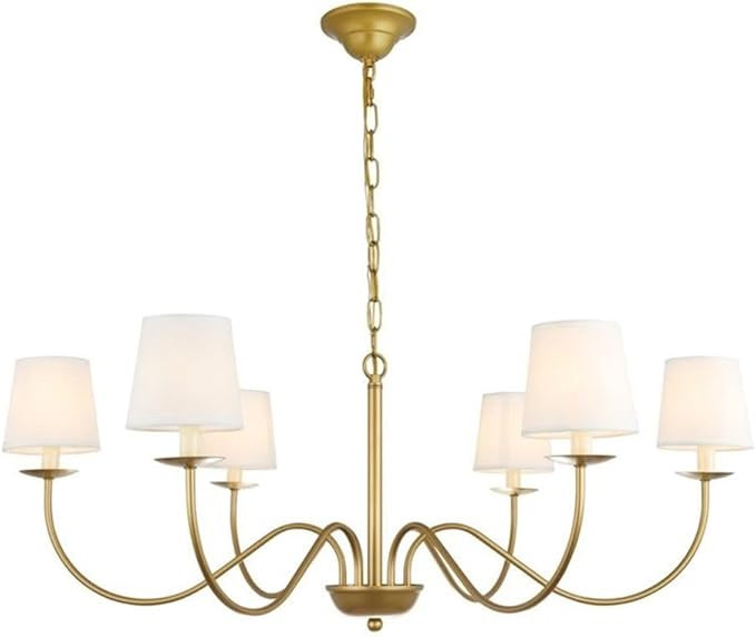 Eclipse 6-Light Metal & Fabric Chandelier in Brass/White | Amazon (US)