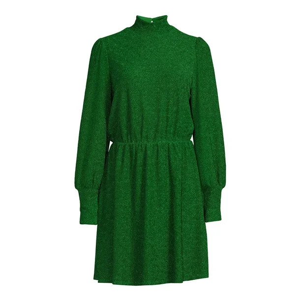 The Get Women's Long Sleeve Metallic Knit Mini Dress | Walmart (US)