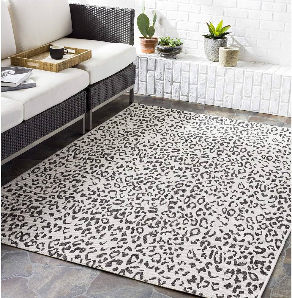 Artistic Weavers Esperanza Leopard Outdoor Area Rug,5'3" x 7'7",Black/White | Amazon (US)