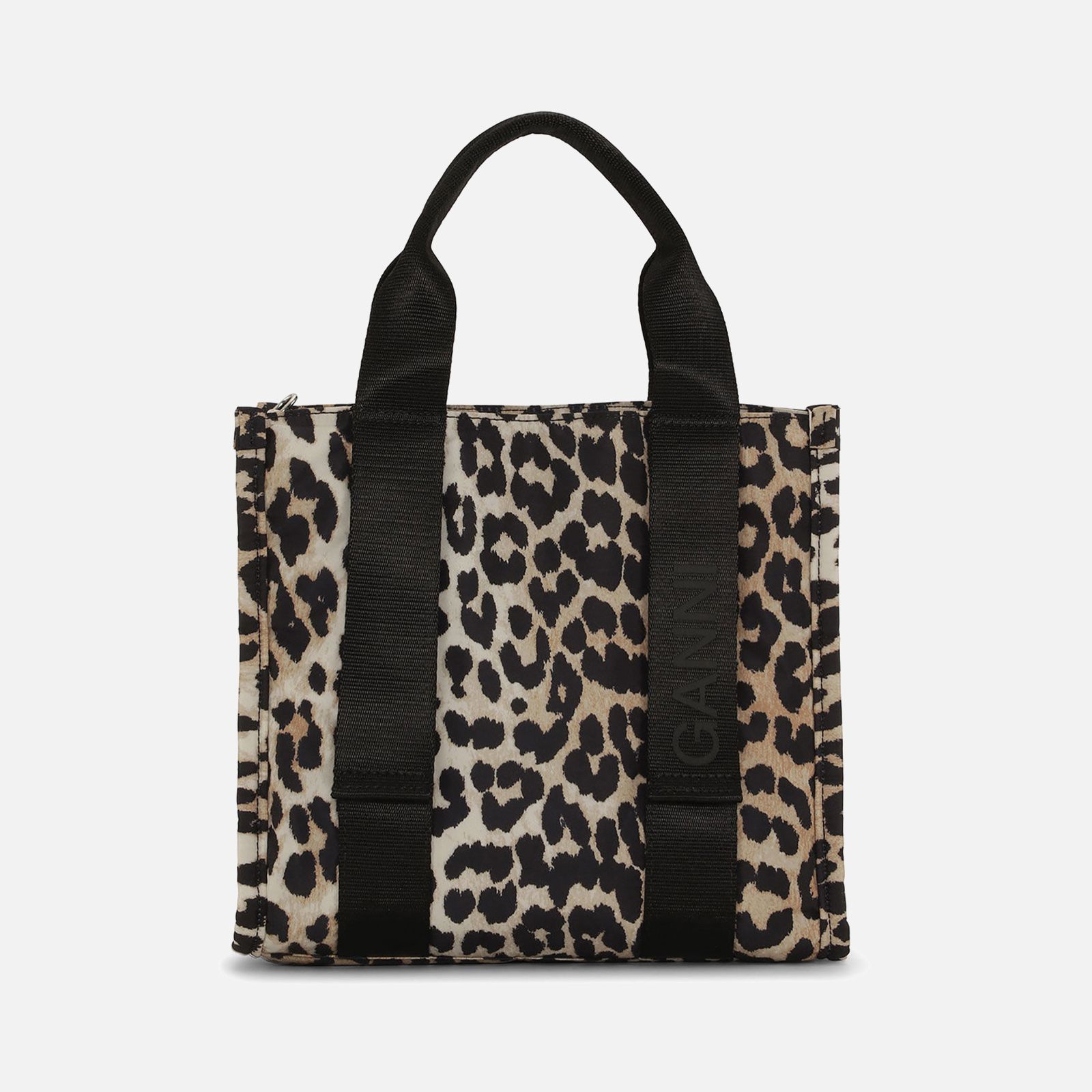 Ganni Tech Small Leopard-Print Canvas Tote Bag | Coggles | Coggles (Global)