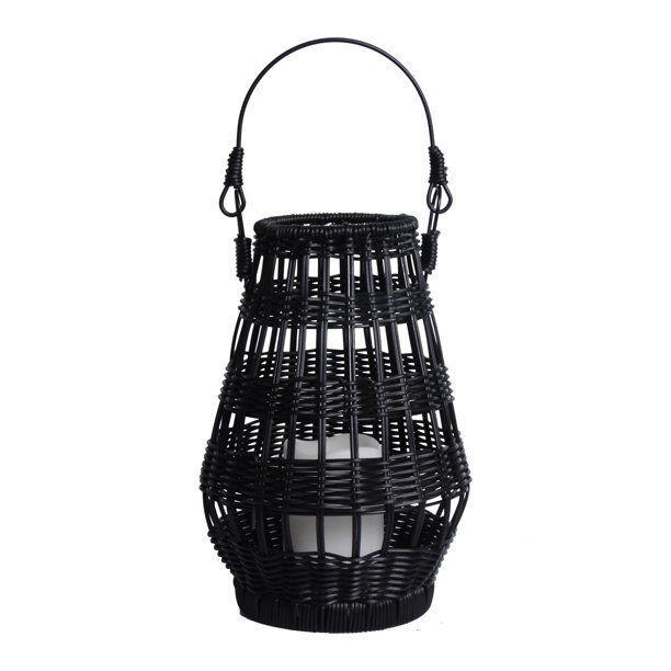 Better Homes & Gardens 12" Battery Operated Outdoor Plastic Black Woven Lantern with Removable Ca... | Walmart (US)