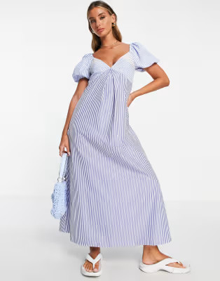 ASOS DESIGN mixed stripe cotton midi tea dress | ASOS (Global)