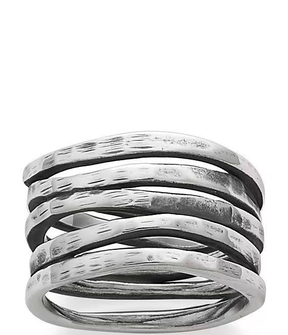Stacked Sterling Silver Hammered Ring | Dillards
