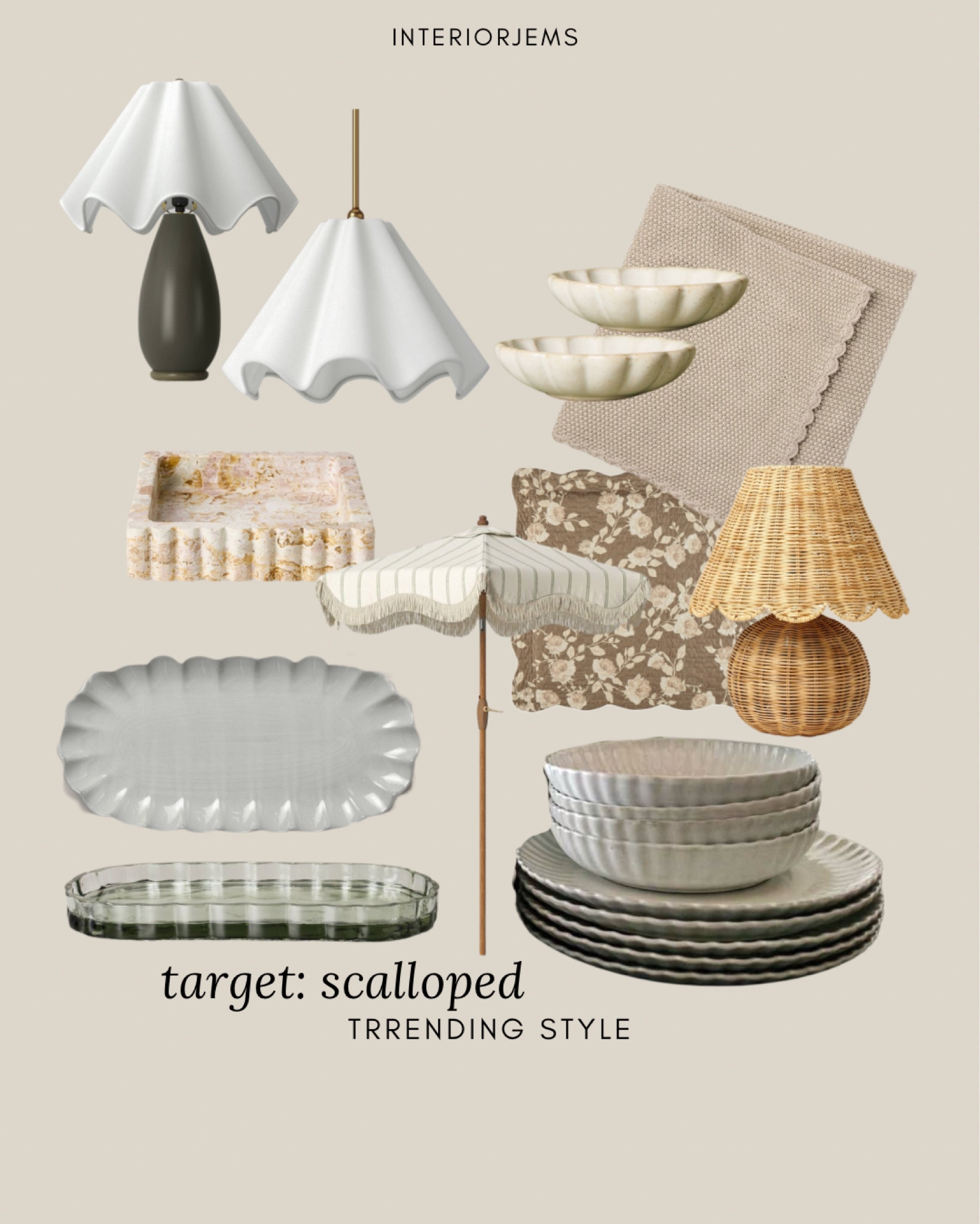 Target, everything scalloped, I love this trending style right now, dinnerware, catch all tray, kitchen tray, marble, scalloped dish, bathroom tray, baby blanket, scalloped, pillowcase, scallop lamp, scallop, pendant, light, Studio, McGee for target and hearth and hand

#LTKHome #LTKStyleTip #LTKSaleAlert