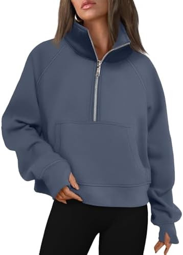 AUTOMET Womens Sweatshirts Half Zip Cropped Pullover Fleece Quarter Zipper Hoodies 2026 Fall Fash... | Amazon (US)
