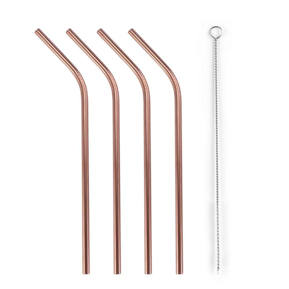 REQUISITE NEEDS 4 x Reusable Colourful Drinking Bent Metal Straw (Rose Gold) | Amazon (UK)