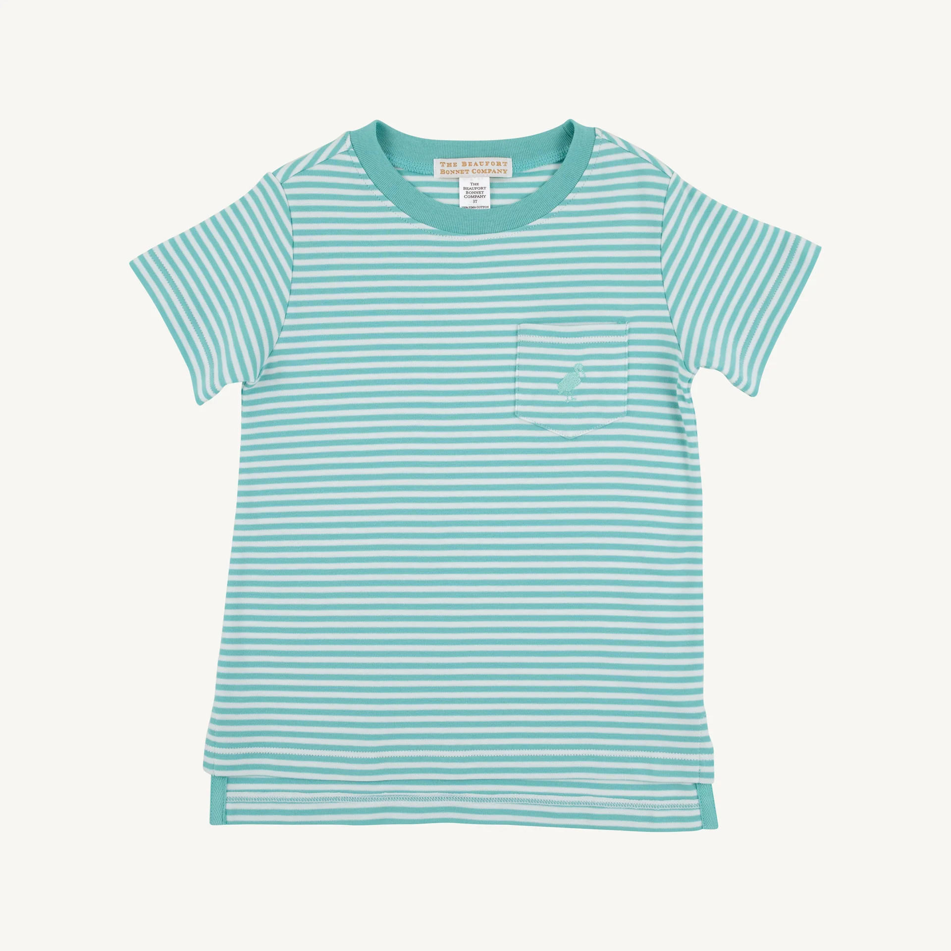 Carter Crewneck - Turks Teal Stripe with Turks Teal Stork | The Beaufort Bonnet Company