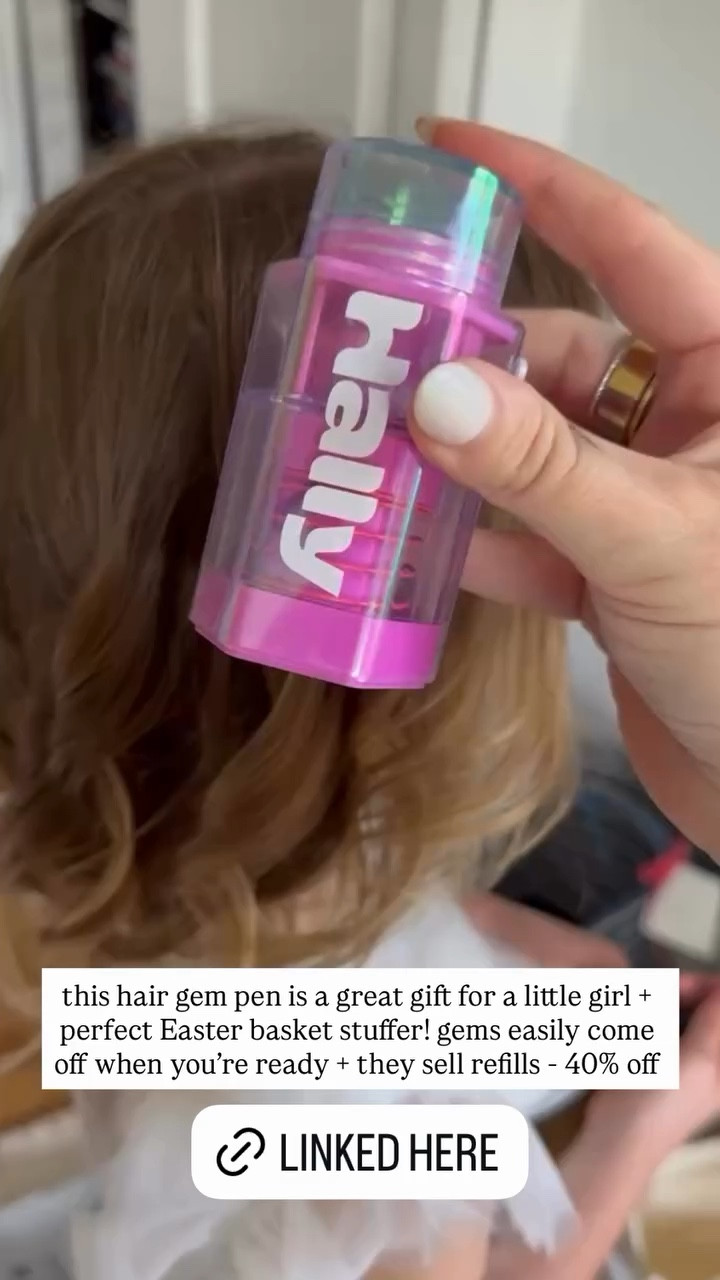 this hair gem pen is a great gift for a little girl + perfect Easter basket stuffer! gems easily come off when you're ready + they sell refills - 40% off