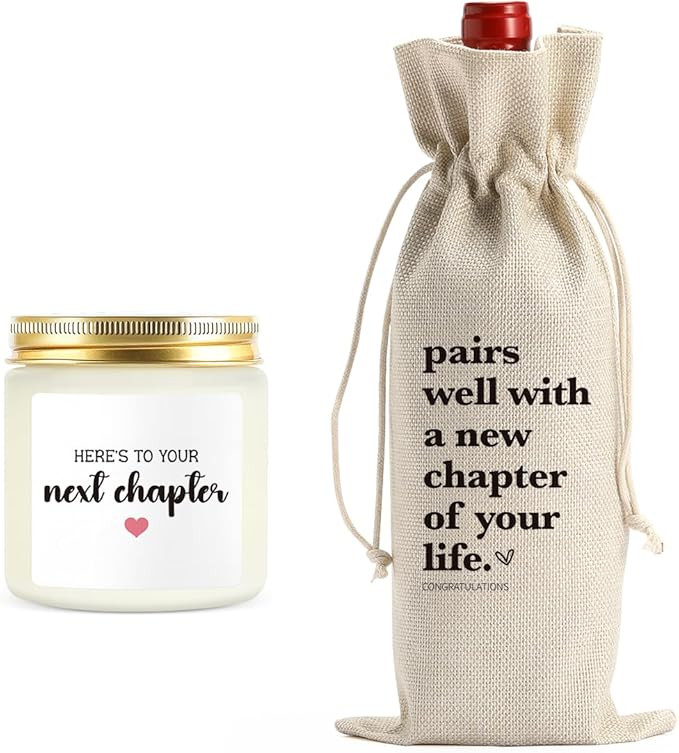 New Chapter Wine Bag Scented Candles Set New Beginnings Gifts for Women Men Farewell Gifts for Fr... | Amazon (US)