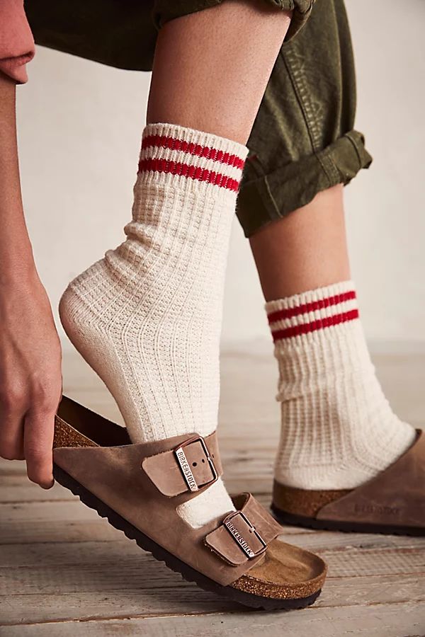 Jackson Cozy Stripe Socks by Free People, Classic Red, One Size | Free People (Global - UK&FR Excluded)