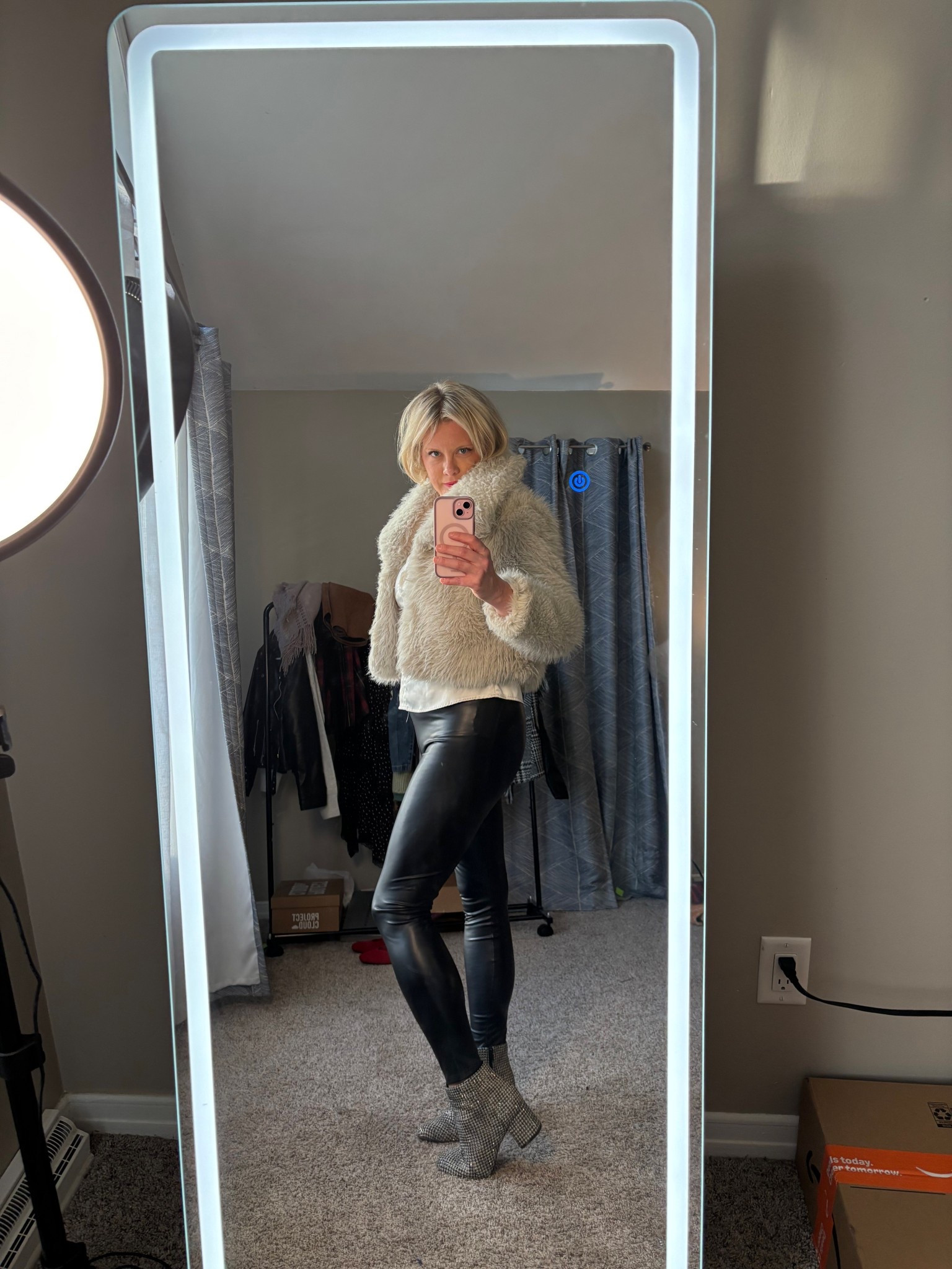 Perfect night out fit 🔥
Jacket: Walmart 
Pants: H&M 
Shoes: DSW 

#datenight #holidayoutfit #fauxfurjacket #walmart #h&m 
#dsw #sparkly 

#LTKOver40 #LTKHoliday #LTKFindsUnder100