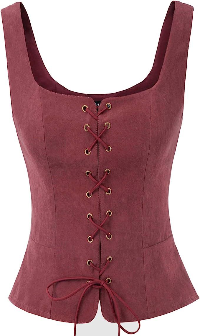 Women Pirate Renaissance Vest Cosplay Costume Peasant Bodice | Amazon (US)