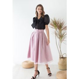 Soft Organza Pleated Midi Skirt in Pink | Chicwish