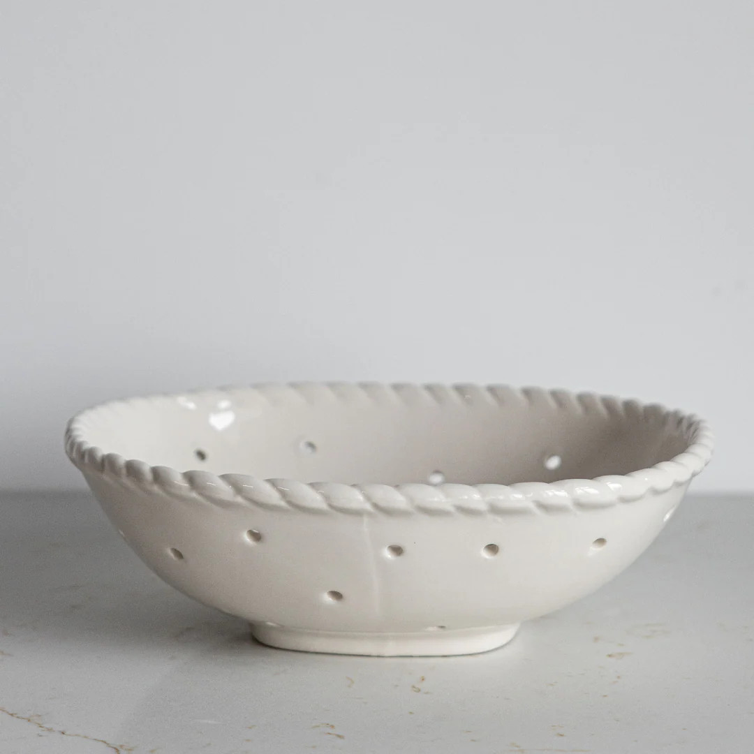 White Stoneware Berry Colander | By Luxe B Co. | luxe bCO