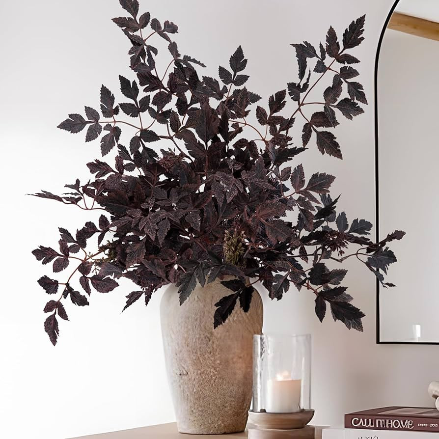 Fall Decorations for Home - Fall Decor - Set of 3 32" Faux Plum Purple Cimicifuga Ramosa Leaves -... | Amazon (US)