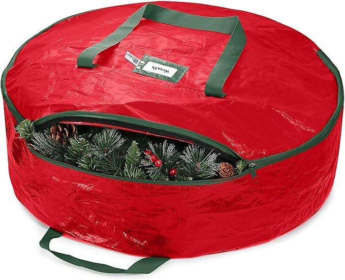 ZOBER Christmas Wreath Storage Container 30" - Water Resistant Fabric Storage Dual Zippered Bag f... | Amazon (US)