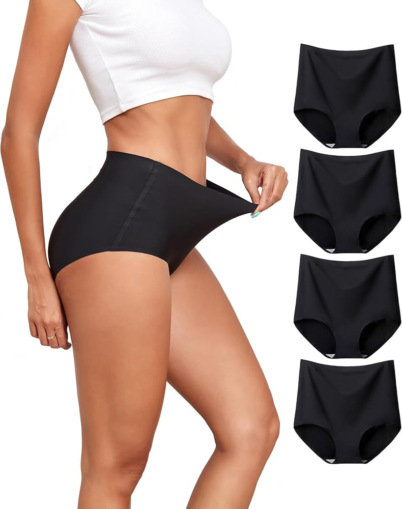 Seamless High Waist Underwear for Women No Show Panties Invisible Briefs Full Coverage Womens Und... | Amazon (US)
