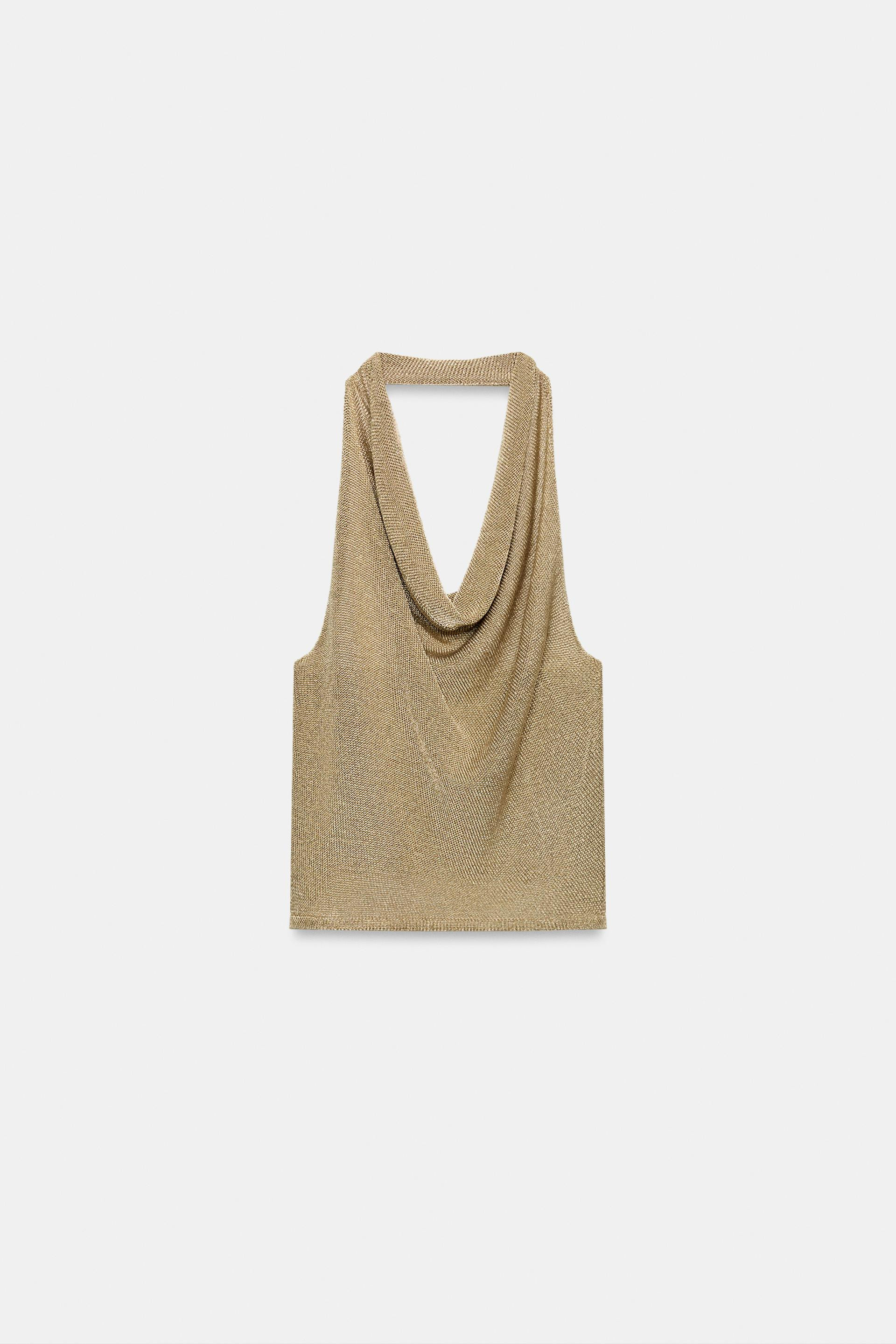 METALLIC THREAD HALTER KNIT TOP | Zara US