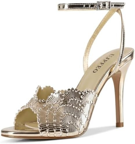 UJPFEO Rhinestone High Heel Sandals for Women Round Open Toe High Heels Sparkly Stilettos Strap A... | Amazon (US)