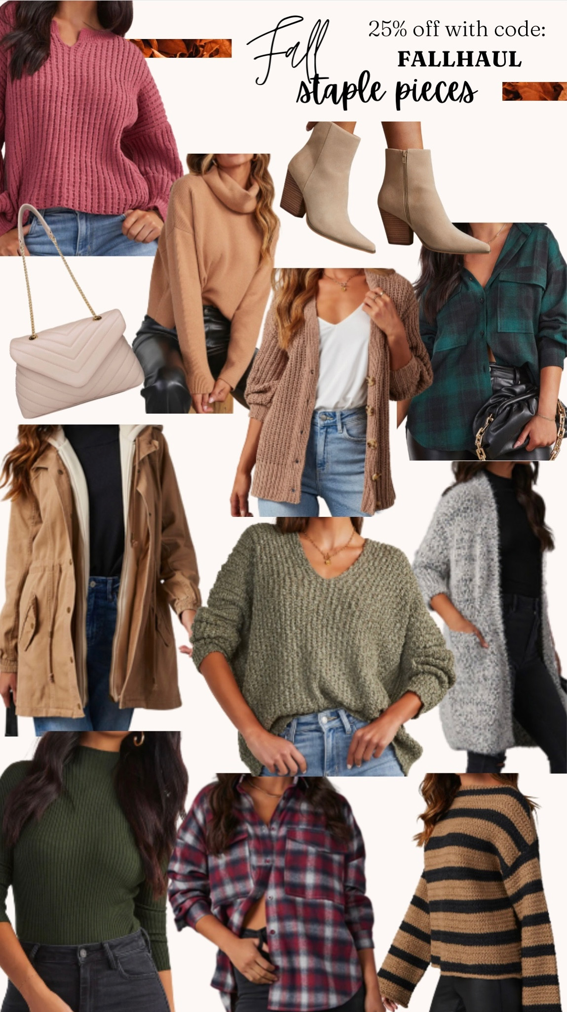 Upgrade your closet with these must-have fall staple pieces. 🍁🧥👢

As the leaves start to turn, it's time to revamp your wardrobe with the season's essentials. Add these cozy, chic pieces: 

Sweaters that wrap you in warmth, with knit patterns.
Flannels that offer the perfect blend of comfort and style, with classic checks and vibrant hues.
Jackets designed to shield against the chilly breeze, all while adding a touch of sophistication to any ensemble.
And the crowning touch? Booties that stride in style, be it on a stroll through fallen leaves or a night out in the city.
Unveil the magic of the season with pieces that resonate with the very essence of fall. Build your autumnal wardrobe with timeless classics and fresh, trendy finds. Here's to looking effortlessly stylish as you dance with the fall winds!

#FallFashionFiesta #CozyChic #AutumnAesthetics #StapleStyleStars #WrappedInWarmth

#LTKsalealert #LTKSeasonal #LTKSale