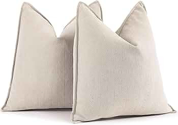 ZWJD Juego de 2 fundas de almohada beige de 18 x 18 pulgadas de felpilla con diseño elegante, su... | Amazon (US)