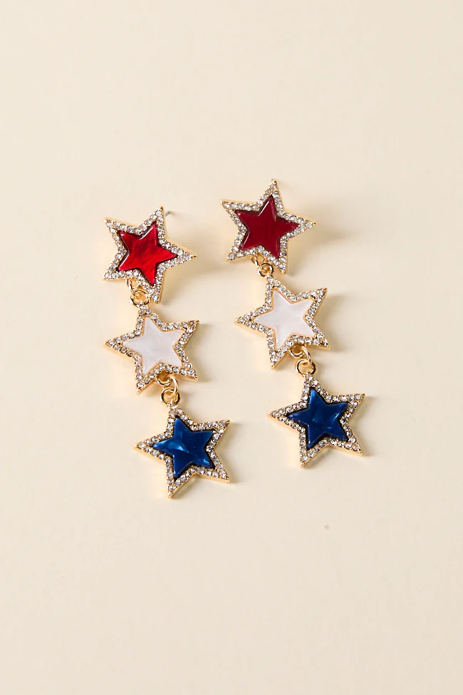 Tri Star Americana Earrings | Pink Lily