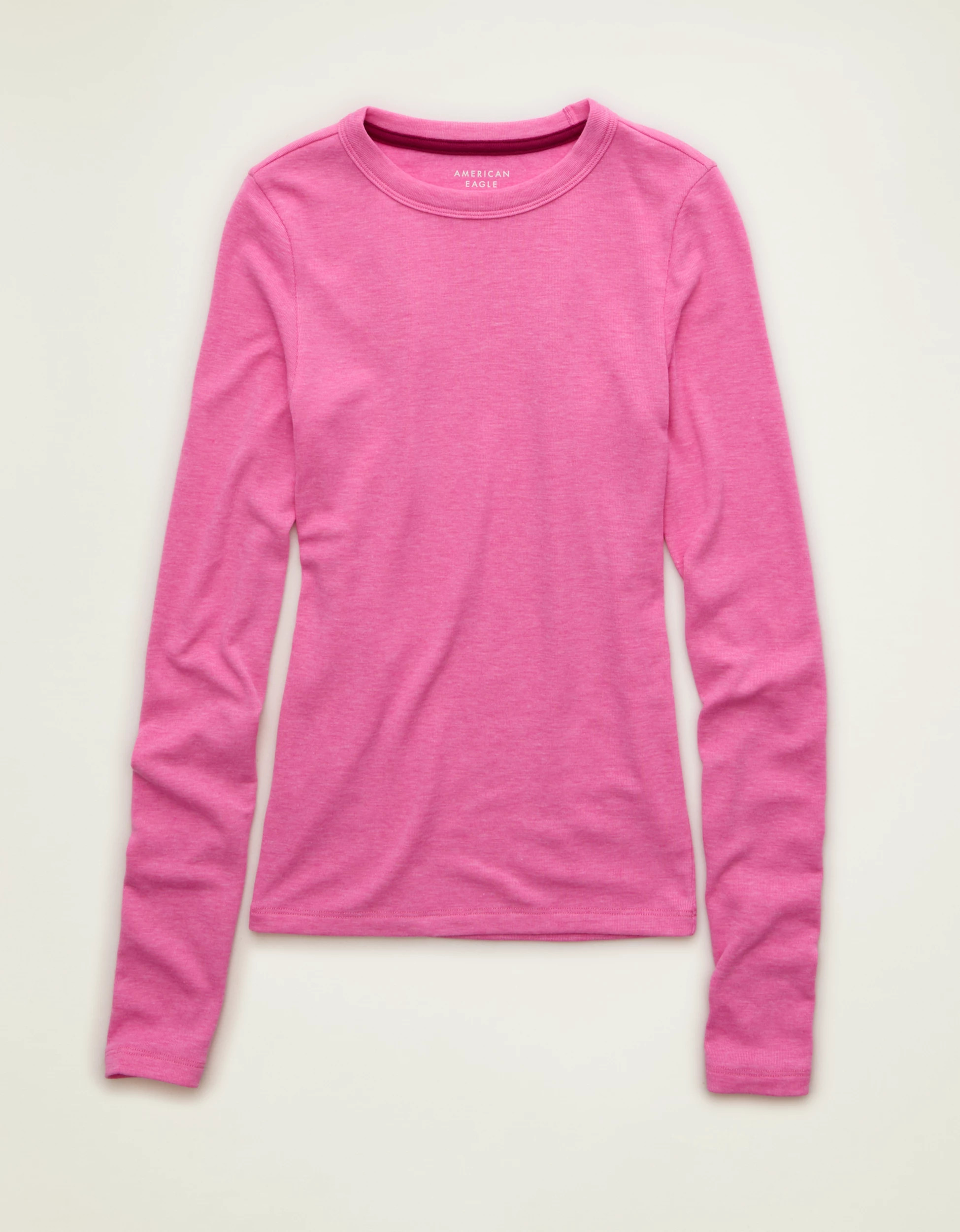 AE Cozy Crew Neck Long Sleeve T-Shirt | American Eagle Outfitters (US & CA)