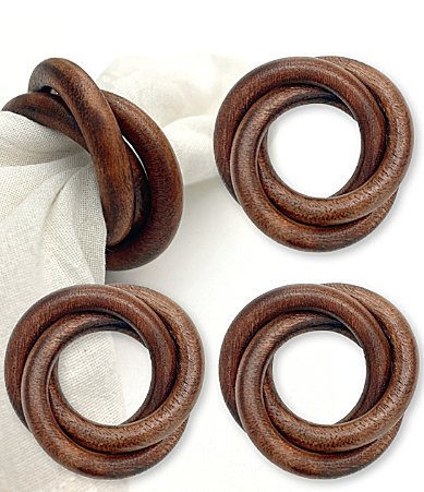 Homewear Rainey 3-Ring Dark Wood Napkin Rings Set of 4 - Brown | Dillard's