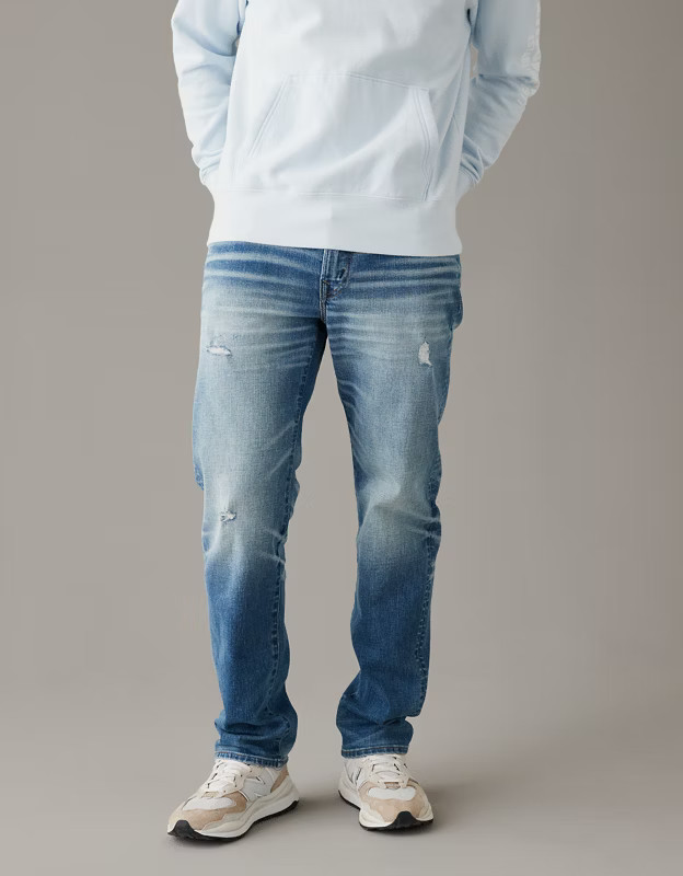 AE AirFlex+ Distressed Slim Straight Jean | American Eagle Outfitters (US & CA)