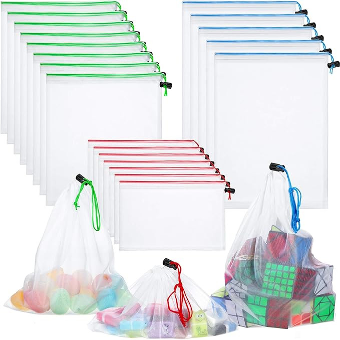 Toy Storage Organization Mesh Bags 20 Pieces Mesh Organizer Bags Washable Reusable Mesh Produce B... | Amazon (US)