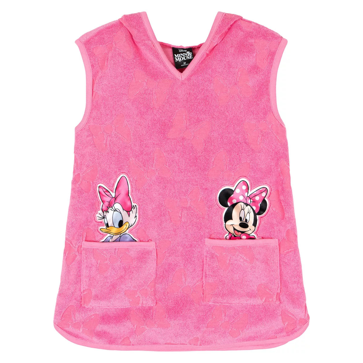 Disney Minnie Mouse Toddler Girls Loop Terry Cloth Hooded Swim Cover Up UPF 50+ Pink Daisy 2T | Target