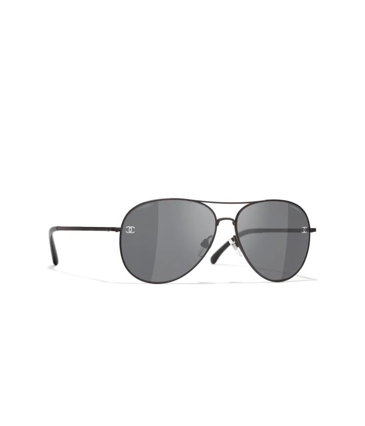 Sunglasses: Pilot Sunglasses, titanium & calfskin — Fashion | CHANEL | Chanel, Inc. (US)
