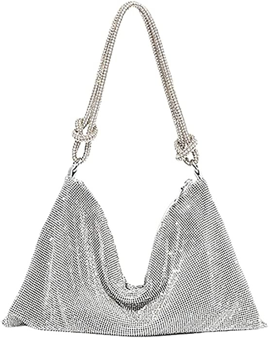 Amazon.com: Rhinestone Hobo Bag for Women Chic Evening Handbag Shiny Purse for Travel Vacation 20... | Amazon (US)