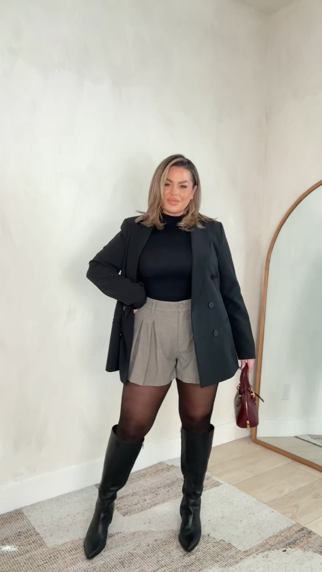 Styling my new American Eagle pieces. 

Fall/ winter outfit ideas 

Shorts 14 
Plaid skirt 12L 
Grey skirt L 
Grey sweater XL 
Black top L 
Blazer xl 
The tights are my favorite ever because they are rip resistant ! Size xl 

Boots size up I also linked the Walmart dupe that I have and love as well. Size up in the Walmart ones too. 

#LTKFindsUnder100 #LTKMidsize #LTKParties