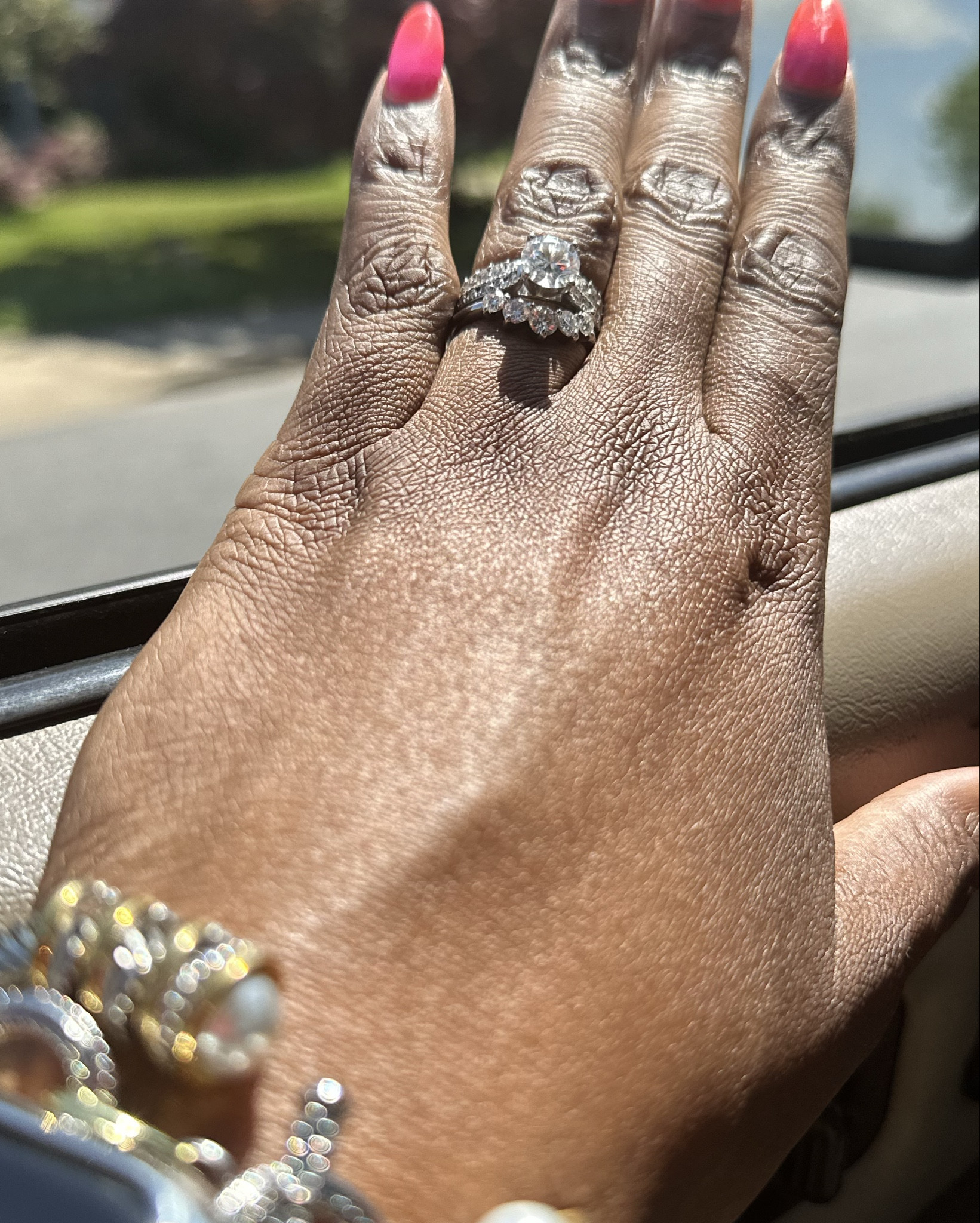 Ring stack appreciation. 
I love the stack trend. My hubby got me this ring for Valentine’s Day. 😍😍
