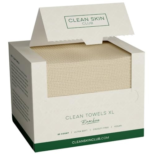 Clean Skin Club Bamboo Viscose Clean Towels® XL 100% USDA Biobased Face Towel, Disposable Face Towelette, Makeup Remover Dry Wipes, Ultra Soft, 50 Ct, 1 Pack | Amazon (US)