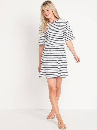 Waist-Defined Striped Mini Dress for Women | Old Navy (US)