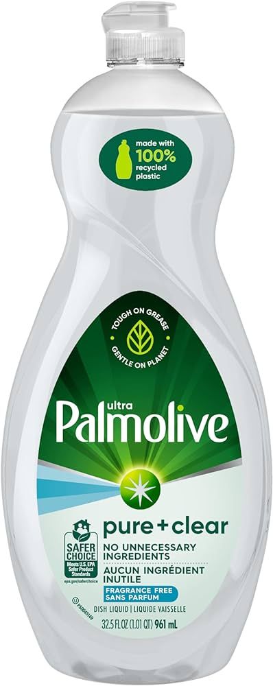 Palmolive Ultra Dishwashing Liquid Dish Soap, Pure + Clear Fragrance Free - 32.5 Fluid Ounce (Pac... | Amazon (US)