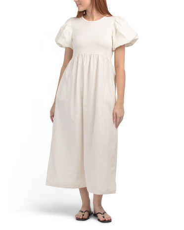 Mixed Media Puff Sleeve Maxi Dress | Casual Dresses  | Marshalls | Marshalls