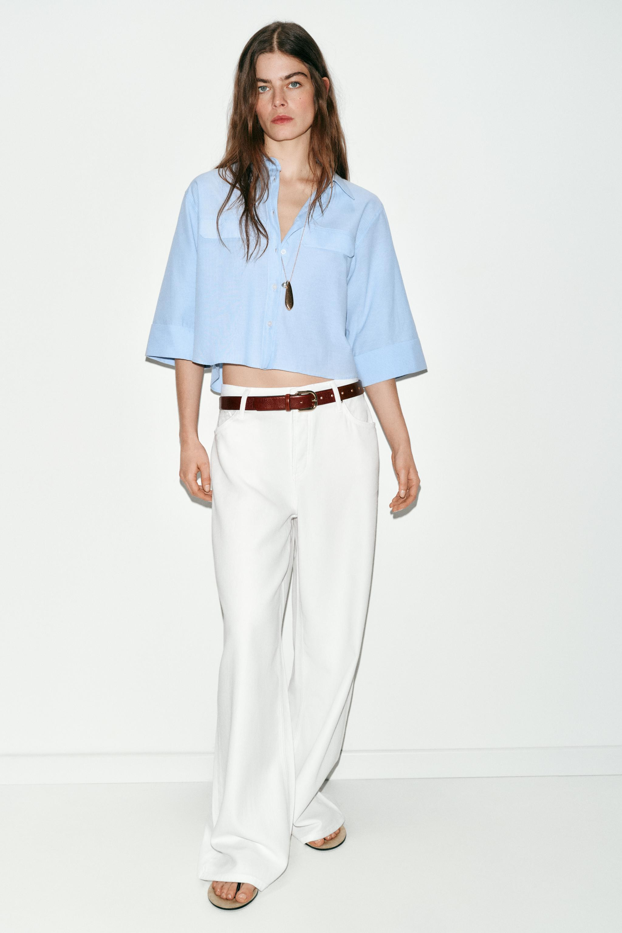 SHORT SHIRT WITH STRIPED FLAPS | Zara US