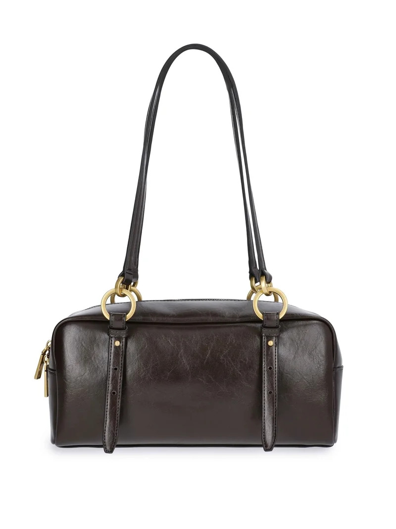 Scoop Women's Faux Suede Top Handle Shoulder Bag, Brown | Walmart (US)