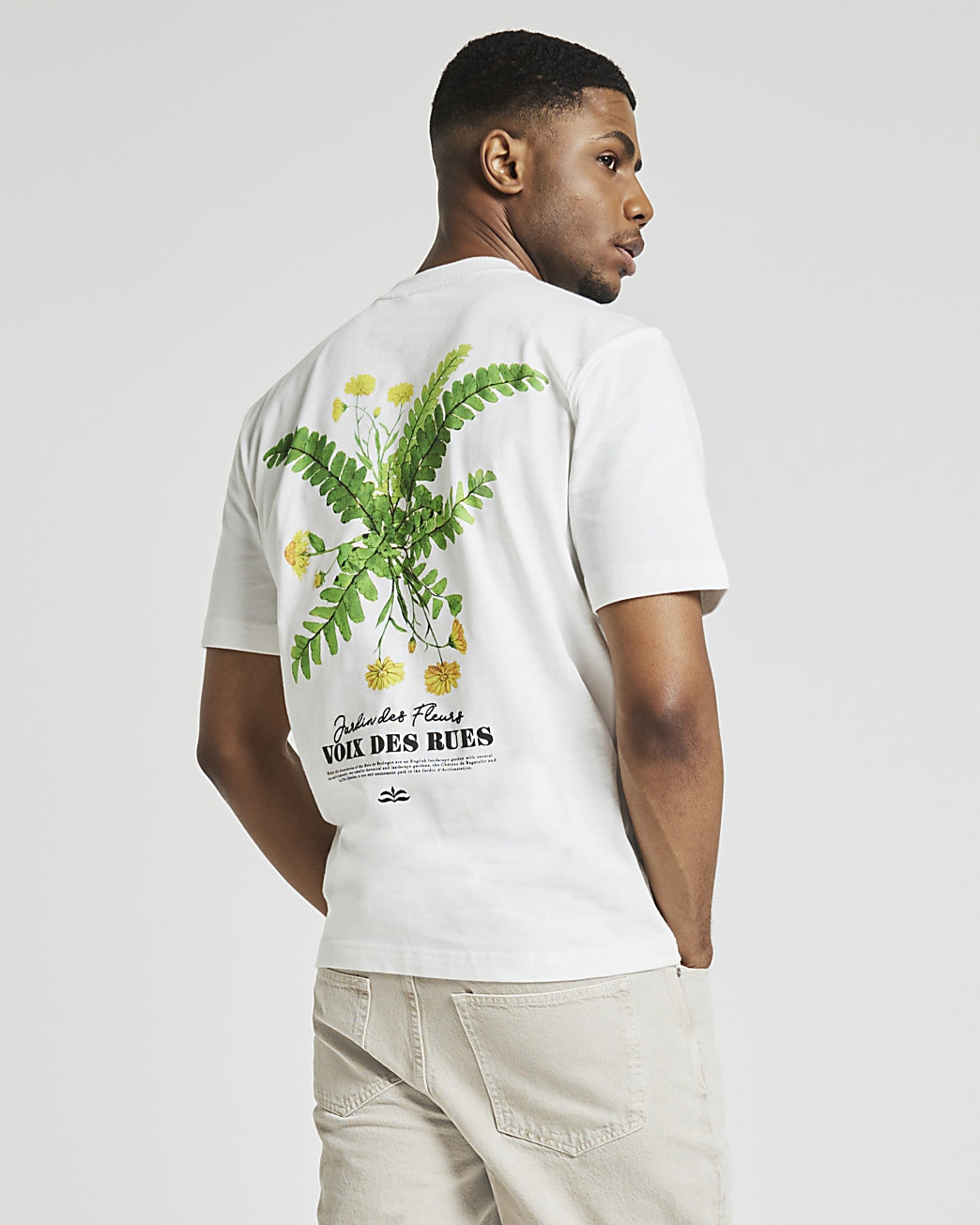 Beige regular fit graphic floral t-shirt | River Island (UK & IE)