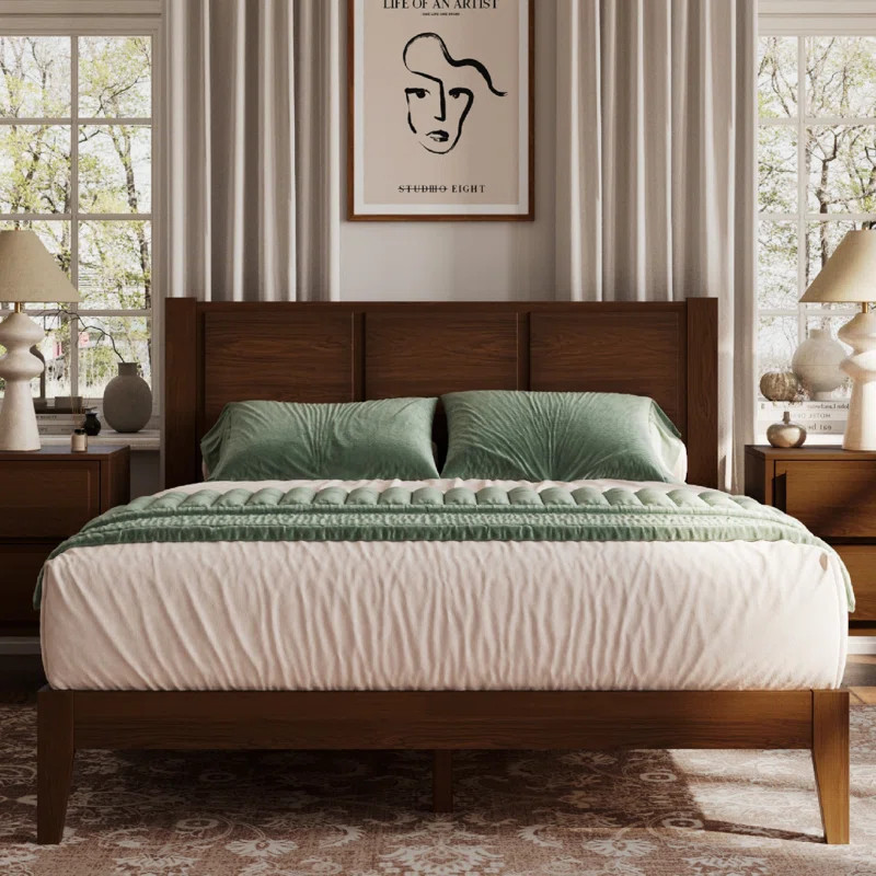 Ariana Solid Wood King Bed Frame Dark Walnut | Wayfair North America