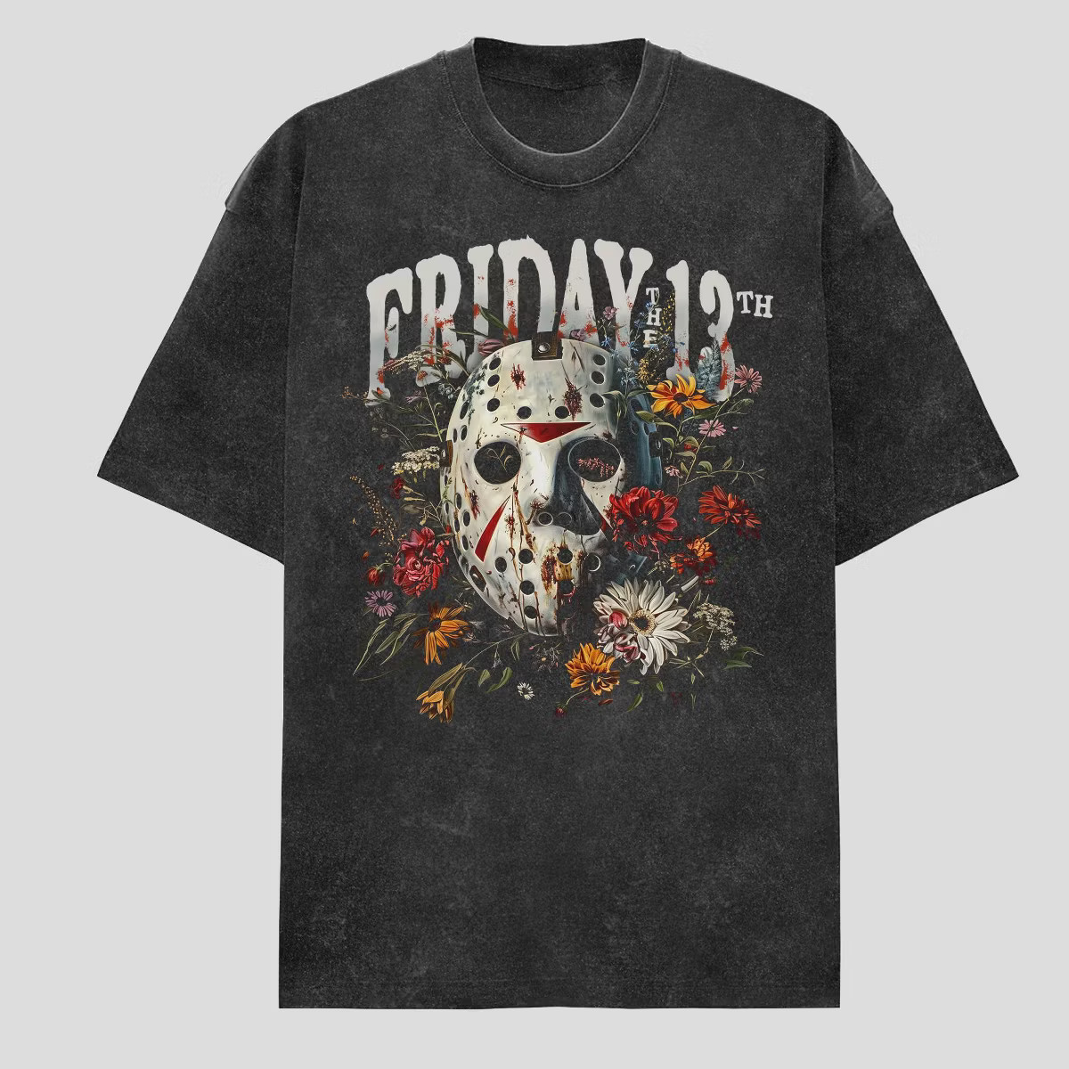 Men's Friday the 13th Floral T-Shirt - Black | Target