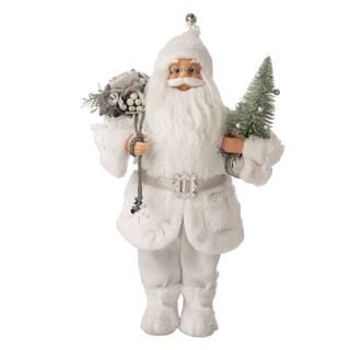 Glitzhome® 18" White Faux Fur Christmas Santa Figurine | Michaels Stores