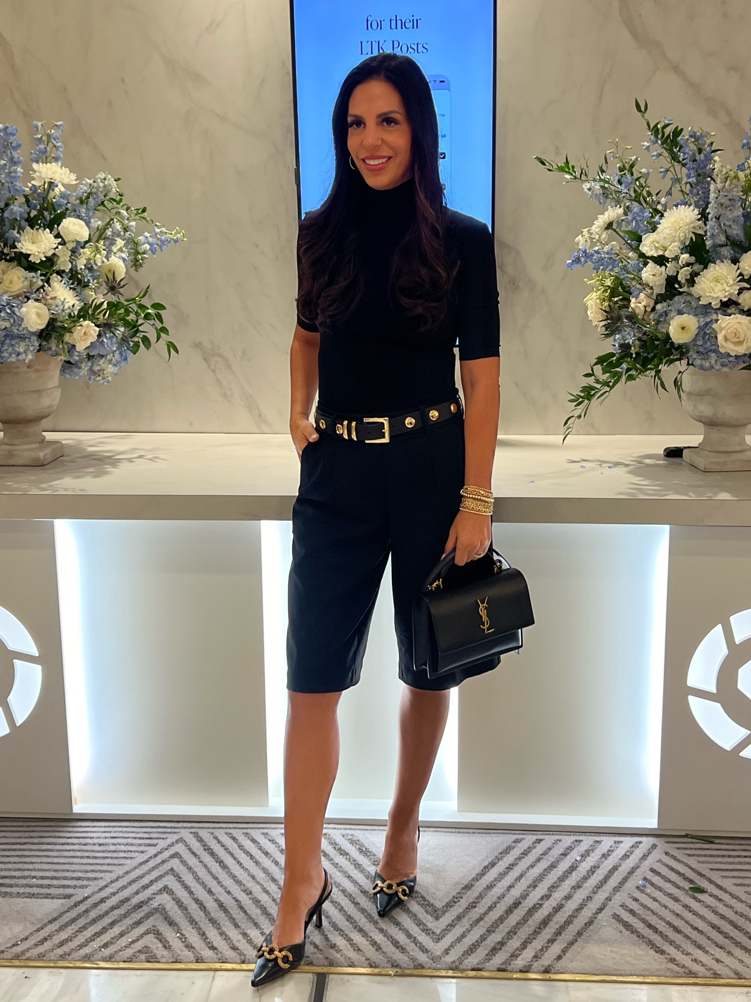 LTKCON Day 3 outfit 
Revolve turtle neck tank, trouser shorts 
Small and size 27 regular 
Dolce vita heels are tts 

#LTKCon #LTKU #LTKFindsUnder100