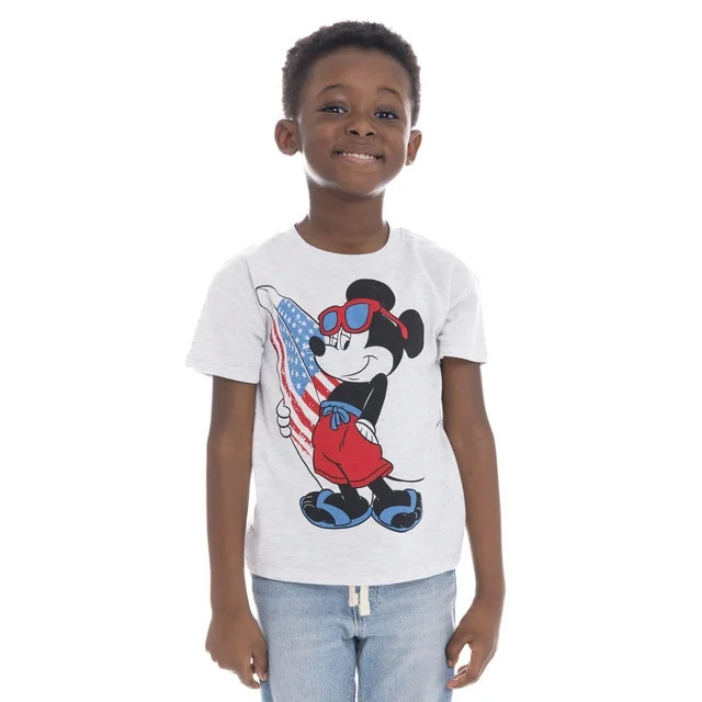 Mickey Mouse Toddler Boys Graphic Americana Crewneck Tee with Short Sleeves, Sizes 12M-5T | Walmart (US)